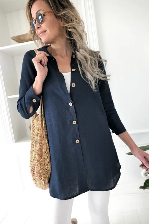 Mia pellavapaitis, navy