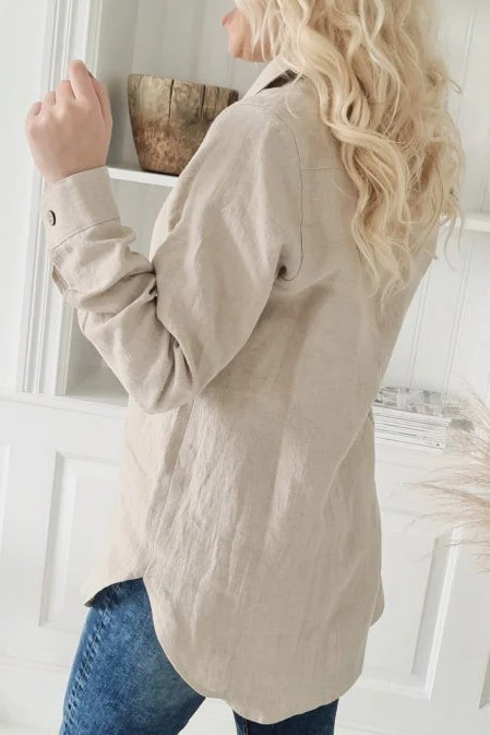 Boyfriend pellavapaitis, natural - Image 6