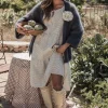 Emilia long pellavamekko, beige check