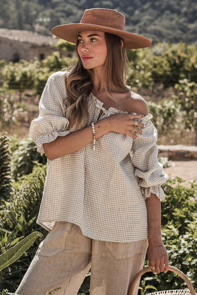 Sofia pellavapaita, beige check