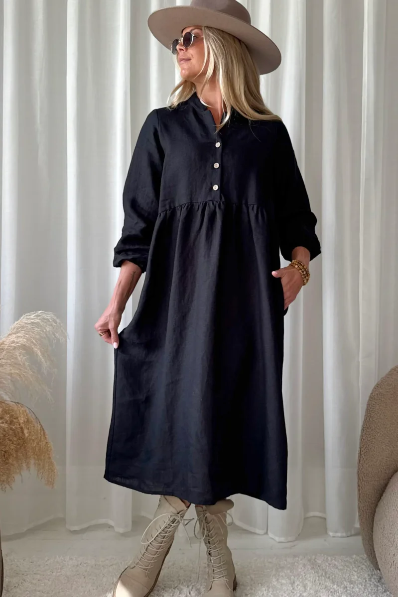 Editha pellavamekko, musta