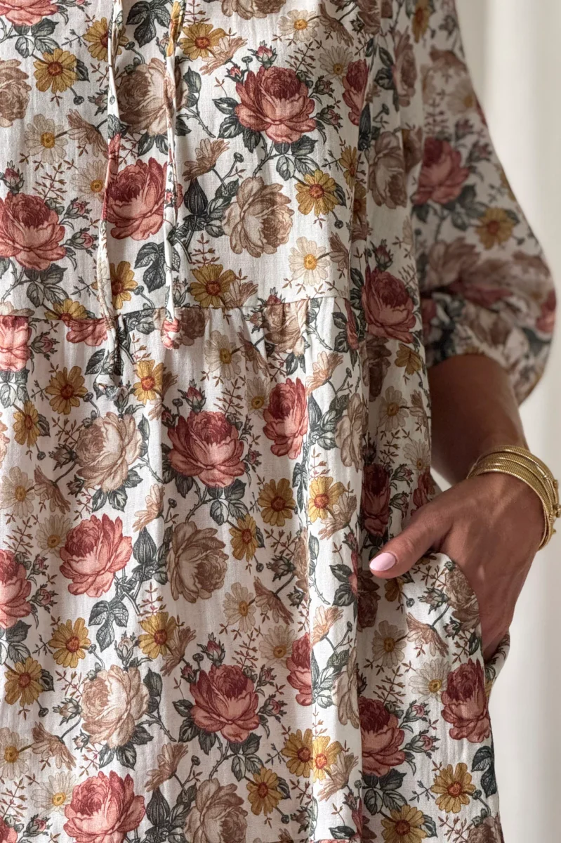 Emilia puuvillamekko, off white cottage floral - Image 5