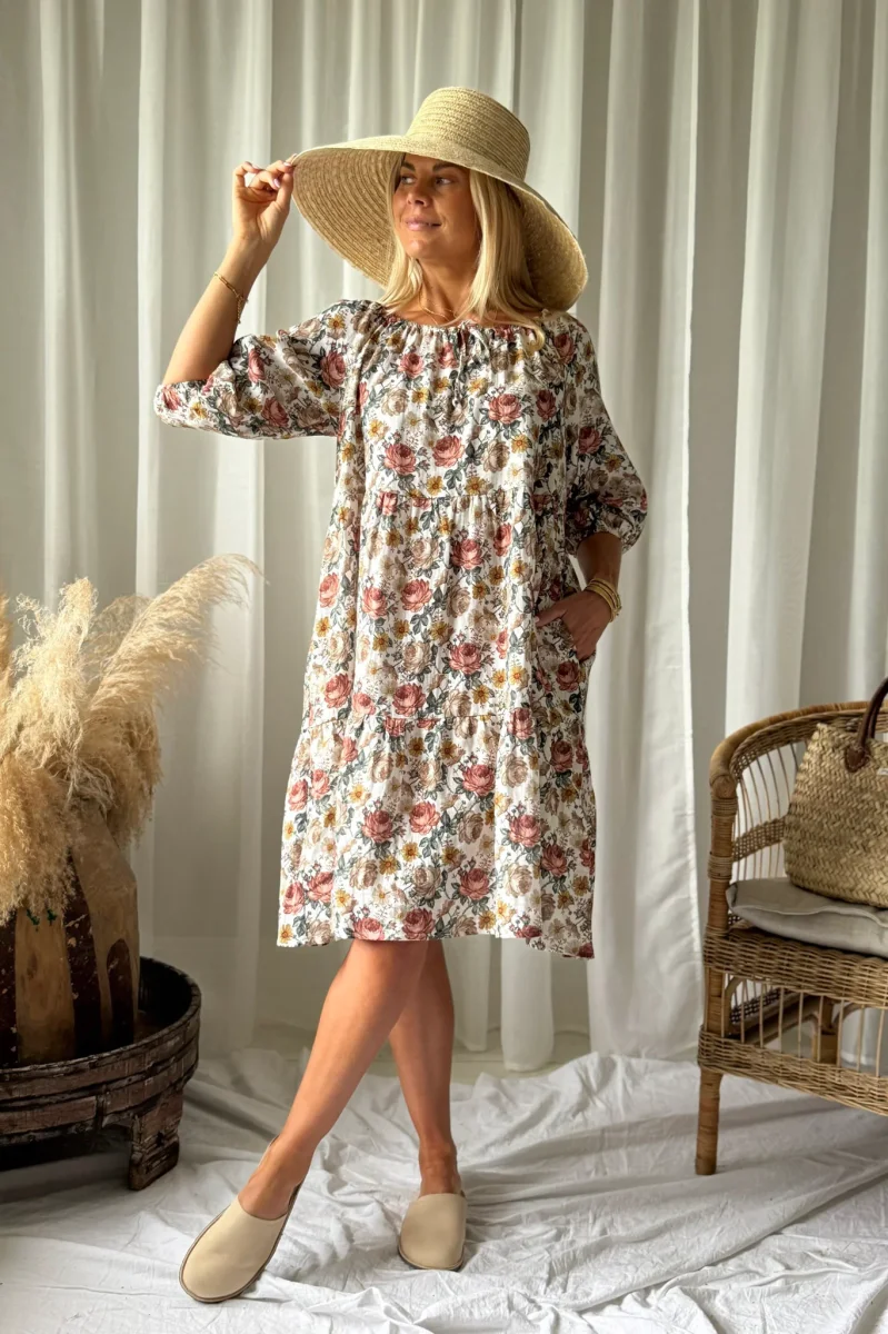 Emilia puuvillamekko, off white cottage floral - Image 6