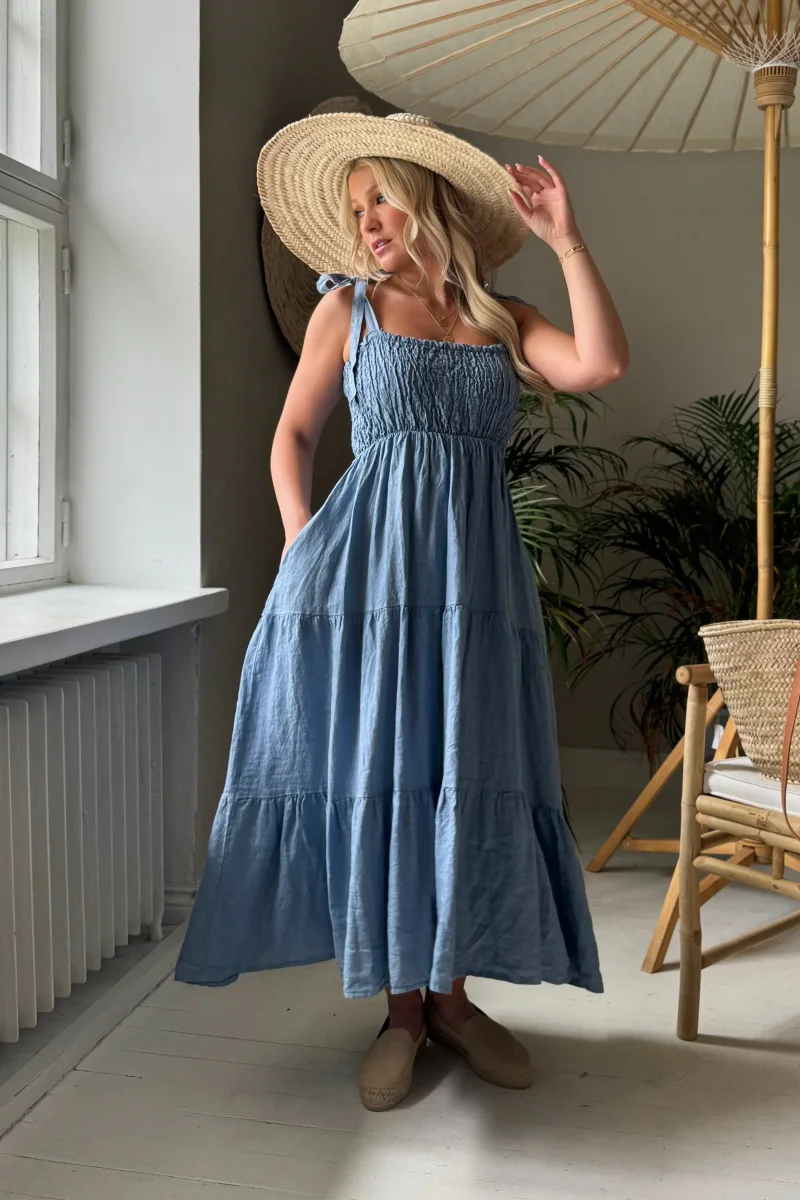 Florentino pellavamekko, denim blue - Image 5
