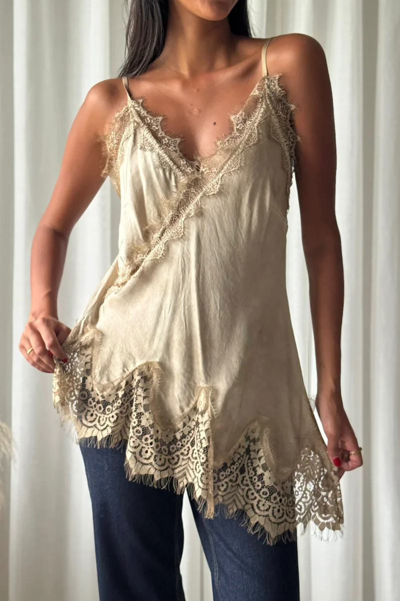 Sweetheart Lace satiinitoppi, caramel