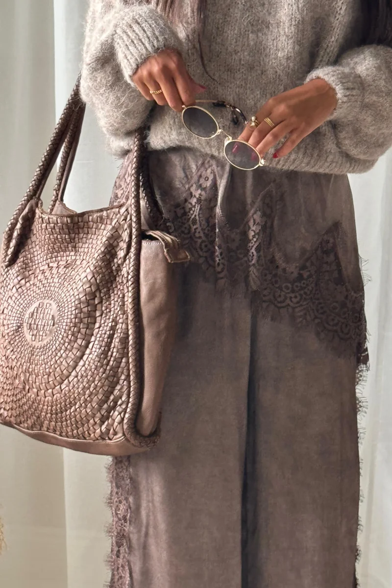 Boho Vintage nahkalaukku, taupe - Image 5