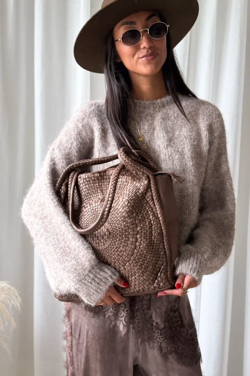 Boho Vintage nahkalaukku, taupe - Image 3