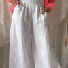 Bubble Boho pellavahousut, valkoinen