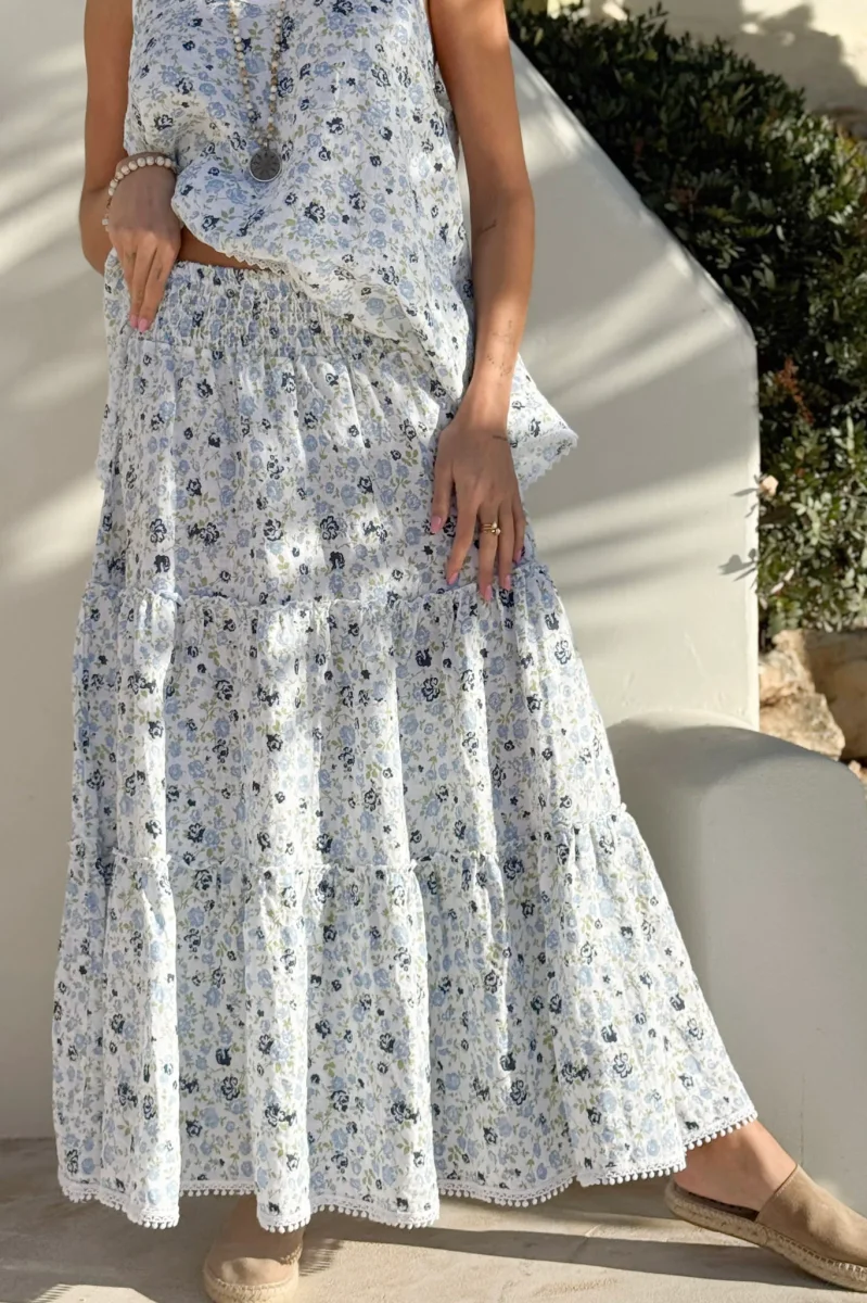 Calliente pellavahame, floral blue