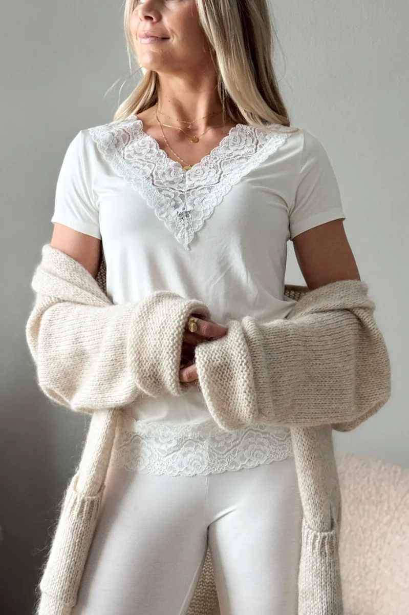 Bamboo Lace Elodie t-paita, valkoinen