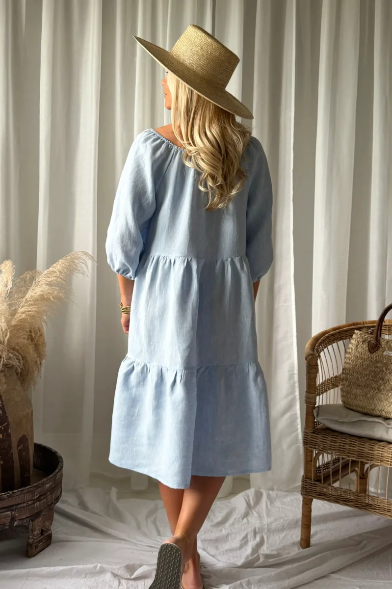 Emilia pellavamekko, oxford blue - Image 3