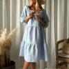 Emilia pellavamekko, oxford blue