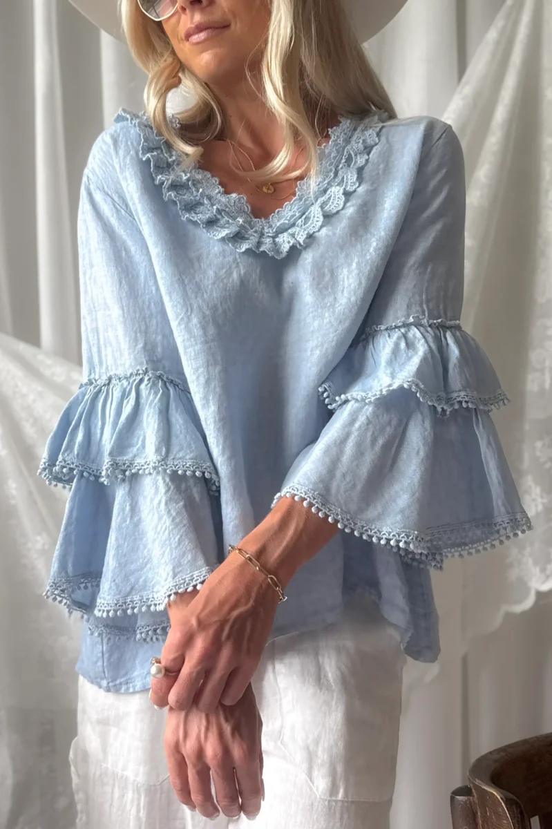Lace frill pellavapaita, vaaleansininen - Image 3