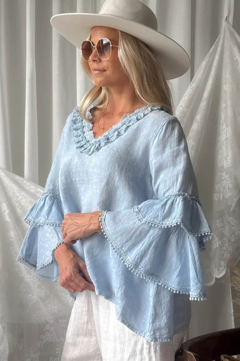 Lace frill pellavapaita, vaaleansininen - Image 5