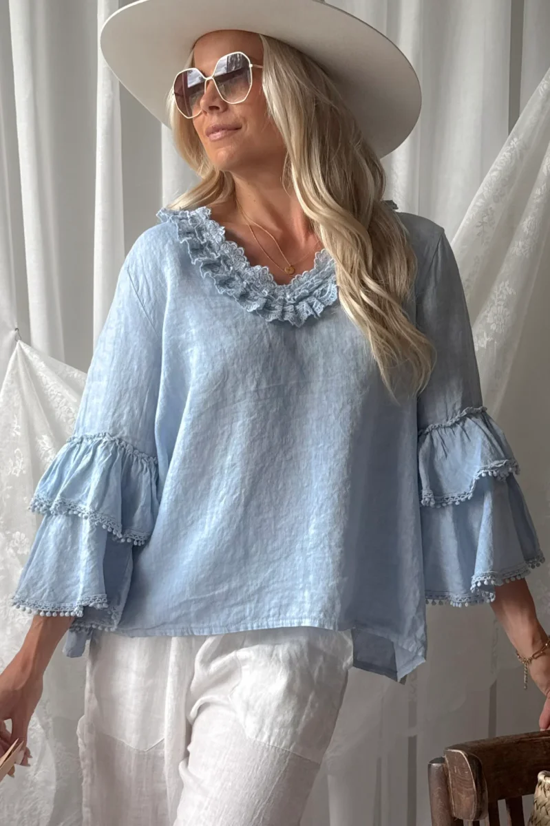 Lace frill pellavapaita, vaaleansininen - Image 2