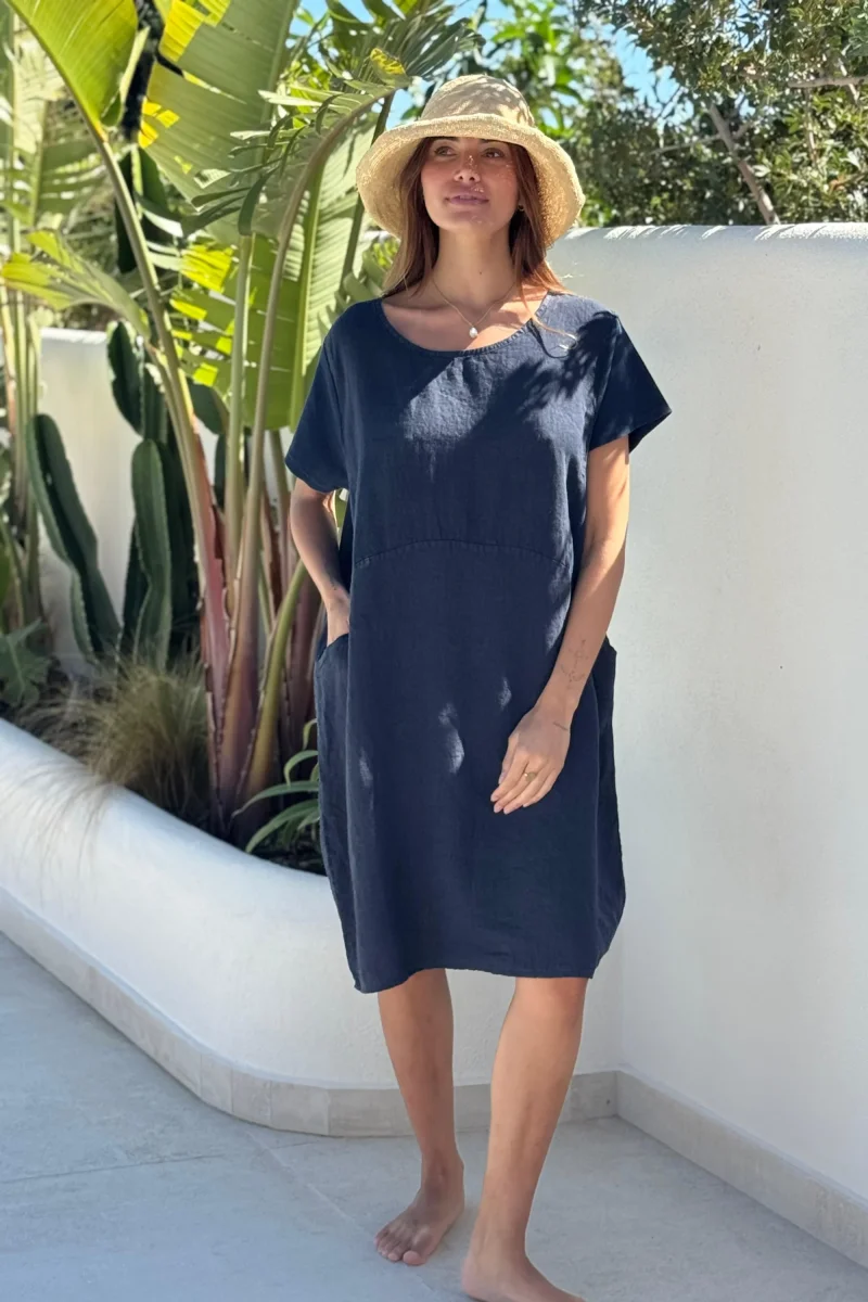Marley pellavamekko, navy - Image 2