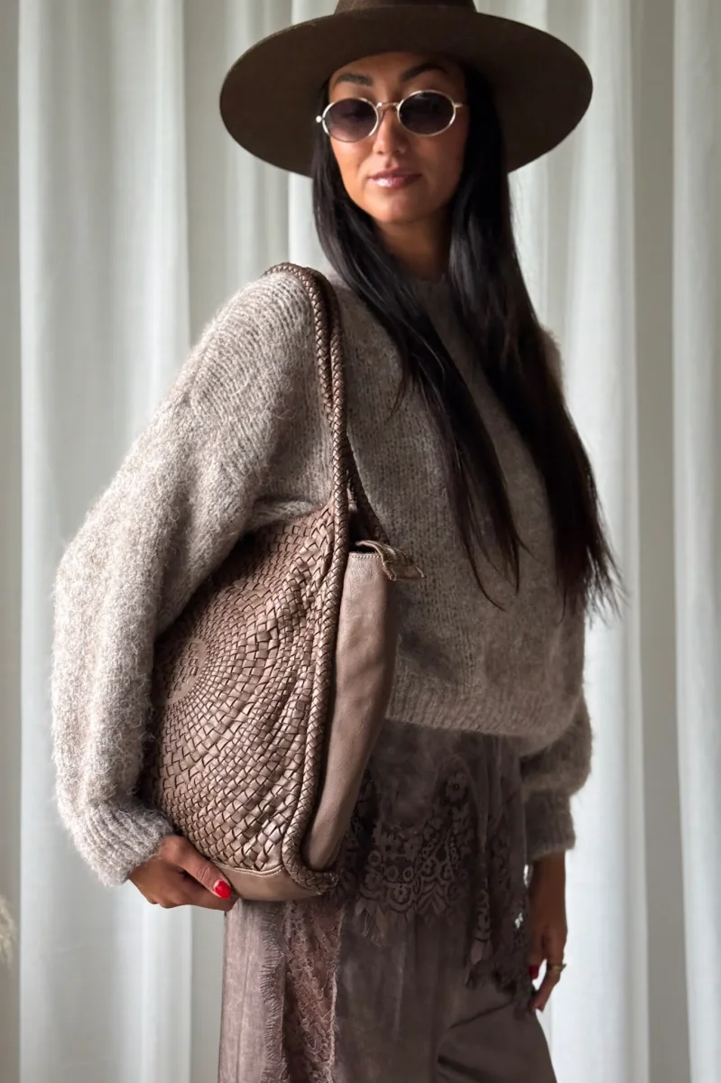 Boho Vintage nahkalaukku, taupe - Image 4